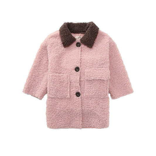 New Arrival Girls Thickening Mid-Long Lamb Wool Overcoat Fall Winter Children's Outerwear Coat Clothes Kids Berber Fleece Jacket With Pocket B353