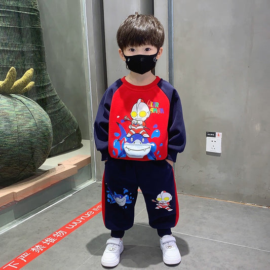 Ultraman Clothes Boys Spring Set 2024 New Boys Spring and Autumn Clothes Internet Celebrity Handsome Kids Baby Fashion