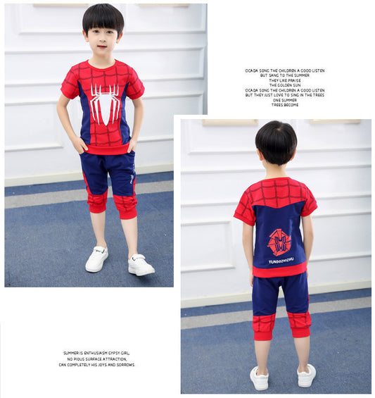 Children's Clothes Summer Clothes Spider-Man Boys Clothes Kids Ultraman Superman Summer Short Sleeves Boys New Outfits