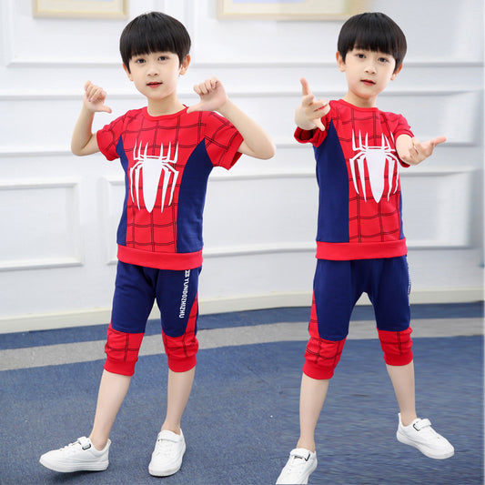 Children's Clothes Summer Clothes Spider-Man Boys Clothes Kids Ultraman Superman Summer Short Sleeves Boys New Outfits