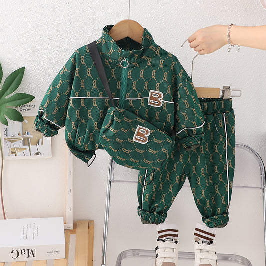 Baby autumn suit 2024 new boys' spring and autumn foreign two-piece set of 0-5 years old children's foreign trade clothes