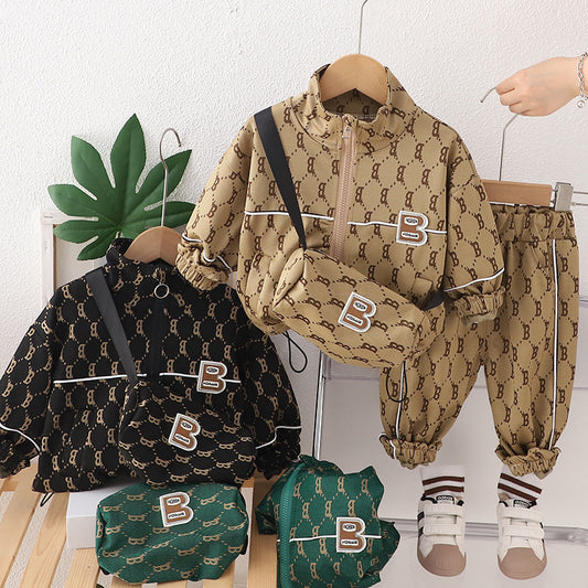 Baby autumn suit 2024 new boys' spring and autumn foreign two-piece set of 0-5 years old children's foreign trade clothes