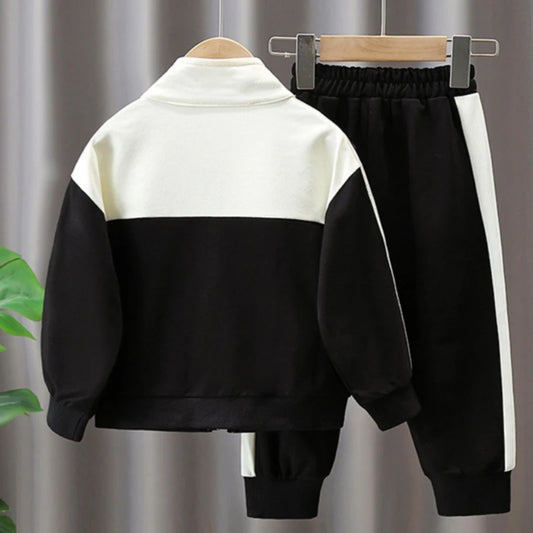 Boys Coat+Trousers Cotton Kids Sport Suits 2PCS/Set 2023 Black Spring Autumn School Teenagers Tracksuit Children Sets