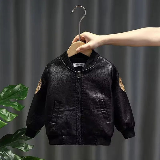 Spring Boys PU leather jacket outerwear for toddler baby clothes kids outfits children Kids clothing zipper leather jacket coat