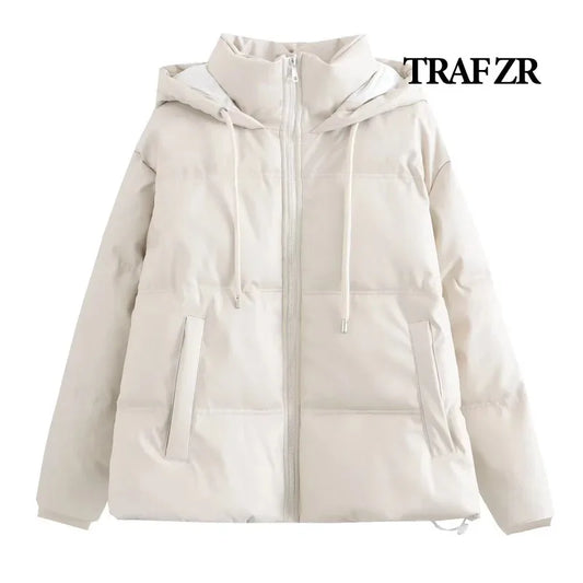 TRAF ZR Winter Women's Cold Coat Winter Jackets for Women 2023 Warm Leather PU Parkas Winter Coat Promotion Female Outerwear