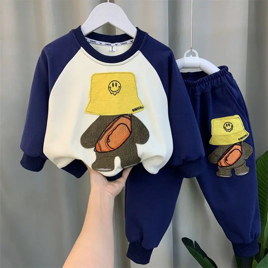 100% Cotton Baby Boy Girl Clothing Set Children Pullover Sweatshirts and Sports Pants 2pc Kid Thick Clothes Suit Outfits 2-12Y