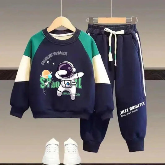 Spring Autumn Boys' Set 2024New Korean Edition Long Sleeve Cartoon Sweater Casual Set Fashion Sportswear Two Piece Set 3-12Y