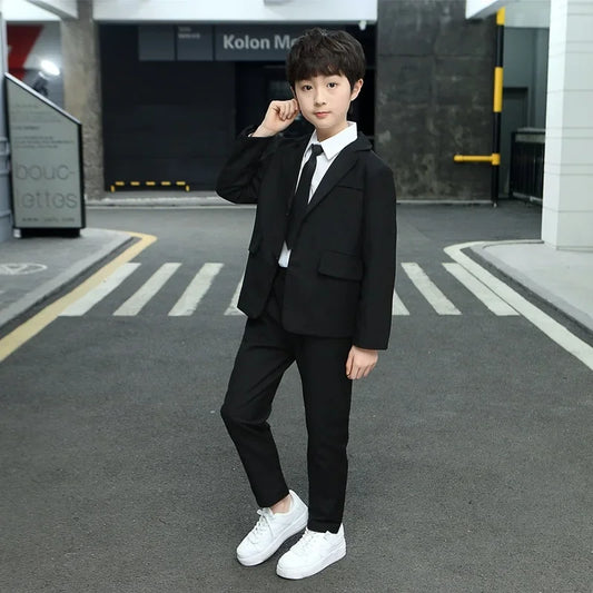 School Children Clothes Boys Suit Casual Blazer Jacket Trousers Two Pieces Kids Costume Black 12 13 14 Years Teenage Clothing