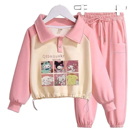 Sanrio Cinnamoroll My Melody Anime Kawaii Loose Children Sports Hooded Pants Cute Cartoon Hello Kitty Clothing Gifts for Kids