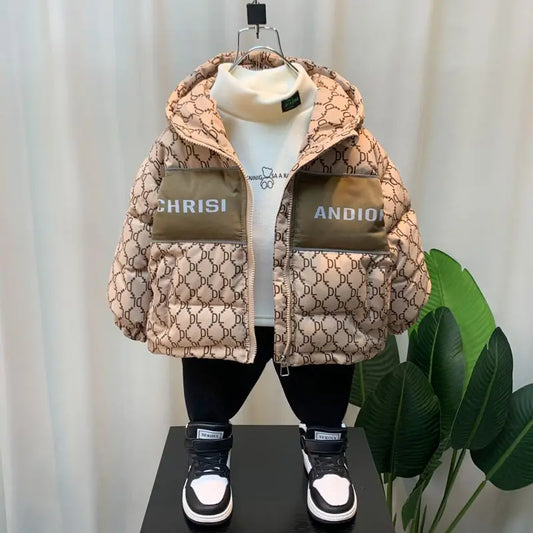 Children's Clothing Boy's Quilted Cotton Coat Winter 2022 New Baby Boy Thickened Coat Mid-Length Chaoer Cotton-Padded Children