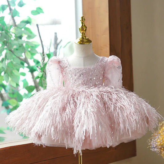 Light Luxury High end Flower Girl Princess Dress Girls' Walk Show Host Performance Dress First Christmas Ball Evening Dress