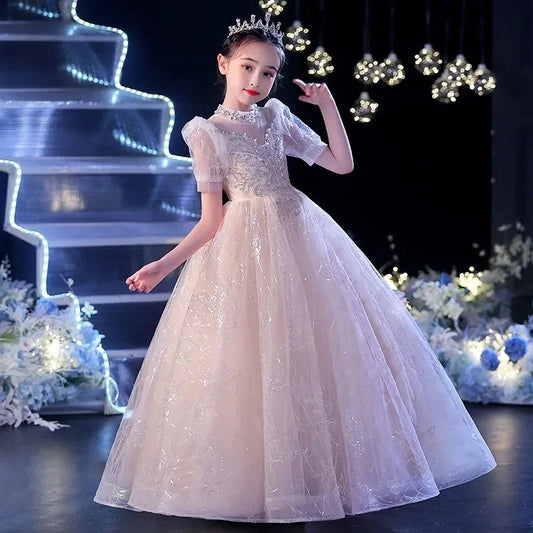 Elegant Long Flower Girl Dresses Sequin bridesmaid Dress luxury Birthday Children's First Communion Party Gowns for Young Girls