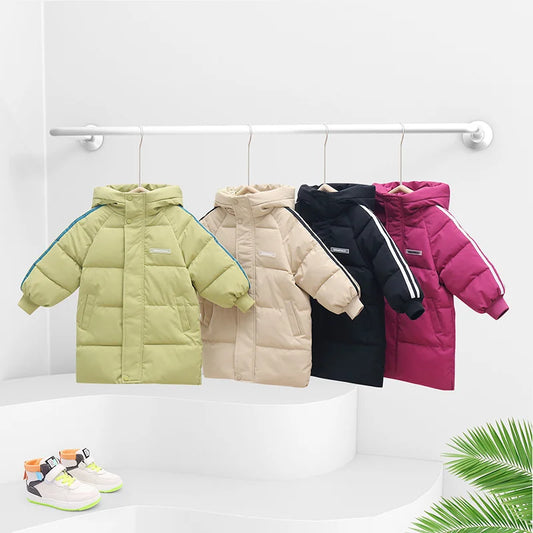 New Kids Thick Down Coat Winter Boys Girls Padded Warm Outerwear Childrens Clothes Hooded Cotton Clothing Jackets Snowsuit