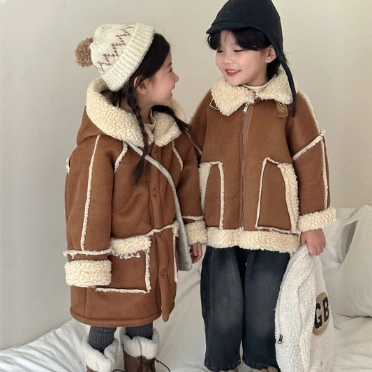 Children Clothing Fashion Casual Lamb Wool Coat 2024 New Autumn Winter Boys Girls Soft and Comfortable All Match Thick Coat