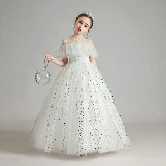 Girls Dress Children Christmas New Year Costume Birthday Princess Dress Evening Dress White Wedding Dress For Girls Kids 15Y