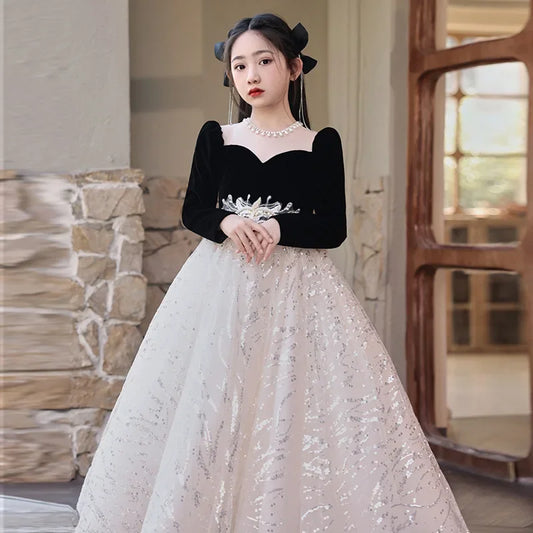 Children's Elegant Dress for Girls Carnival Costume for A Girl Teenagers Quinceanera Dresses Infants Sequins Ball Gowns