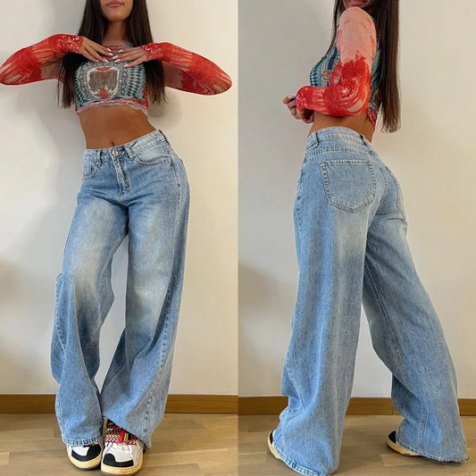 2024 Baggy Jeans Women High Waist Mom Jeans Flare Pants Denim Straight Loose Autumn Long Streetwear Slim Fit Trousers Capris