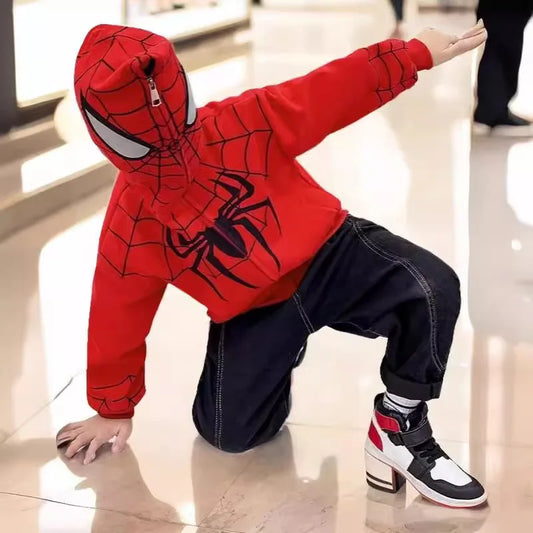 Boys Fashion Outdoor Jacket Disney Spiderman Cartoon Print Jackets for Kids Spring  Autumn Boy's Windbreaker Hooded Coat