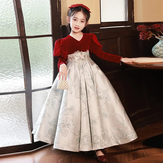 Children Evening Dresses for Christmas Kids Girls 6 To 10 12 14 Years Princess Costume Luxury 2024 Party Gown Formal Prom Dress