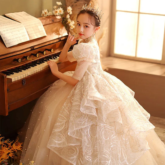 Child Girls Evening Dresses Long Luxury 2022 Celebrity Clothes Kids 2 To 14 Years Formal Pageant Birthday Party Dress Prom Gowns