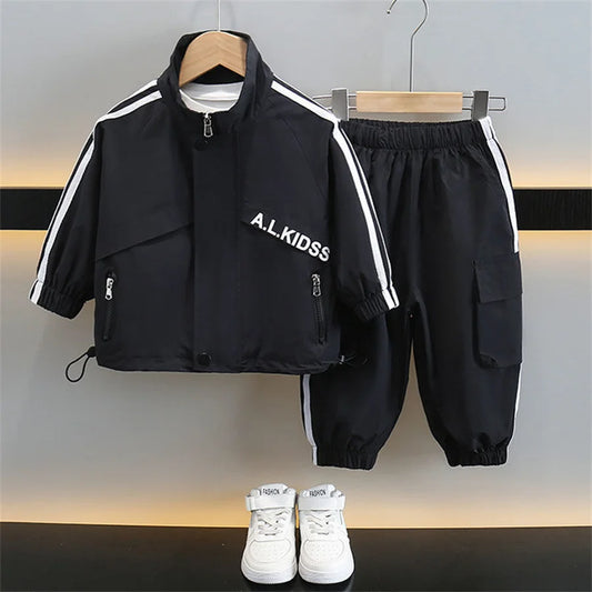 Autumn Children Girls Boys Clothes Sets Kids letter print jacket & Pants 2 Pieces Suit Letter Outfit Tracksuit