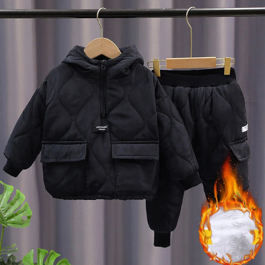 2022 Winter Girls Boys Clothing Sets 2-10 Years Children Warm Thick Jackets Pants Suit Boy Coats Trousers Kids Tracksuit Outfit