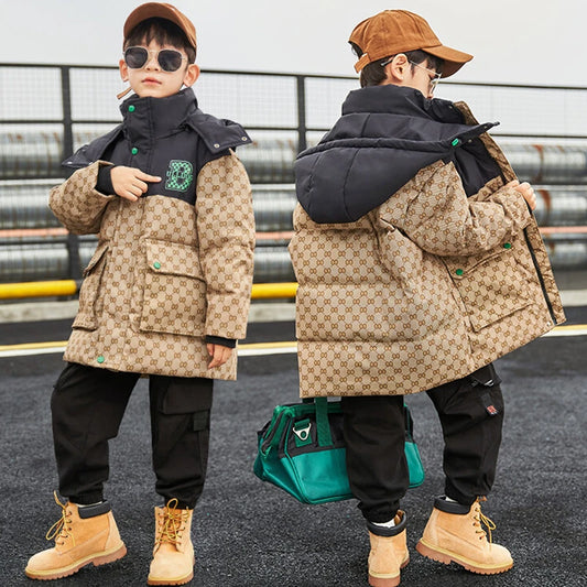 Boys Winter Down Jacket Coats 2023 New Winter Kids Clothes Designer Warm  Children Jacket Fashion Tops  Outwear With Hoodie