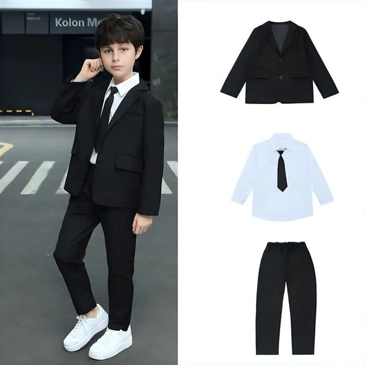 School Children Clothes Boys Suit Casual Blazer Jacket Trousers Two Pieces Kids Costume Black 12 13 14 Years Teenage Clothing