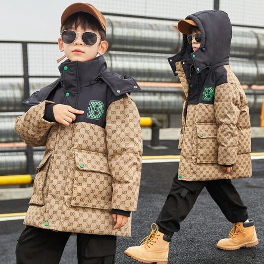 Boys Winter Down Jacket Coats 2023 New Winter Kids Clothes Designer Warm  Children Jacket Fashion Tops  Outwear With Hoodie