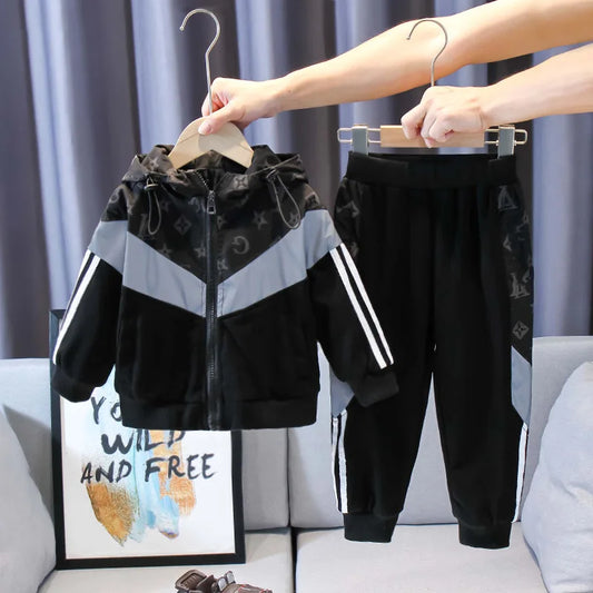 Spring Autumn Kids Clothes Boys Children's Clothing Sports Sets Teen Boys Clothes 2Pcs Patchwork Print Jacket + Pants Outfits