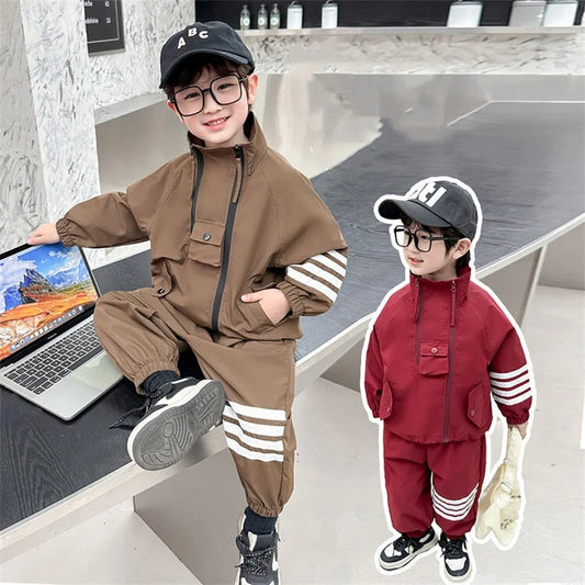 Boys Coat +Pants Kids Suits Cotton 2PCS/Set 2024 Pullover Spring Autumn Cotton Sportswear Suit Tracksuits Outfits Children Cloth