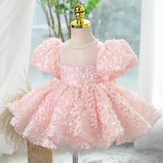 Child Pageant Luxury Evening Ball Gown Birthday Party Dress for Girls with Pearls and Lace Weddings Parties Kids Formal Dresses