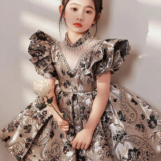 High-End Flower Girl Dresses Kids Turkish Ball Gowns Vintage Spanish Children Birthday Party Dress for Easter Eid Birthday Party